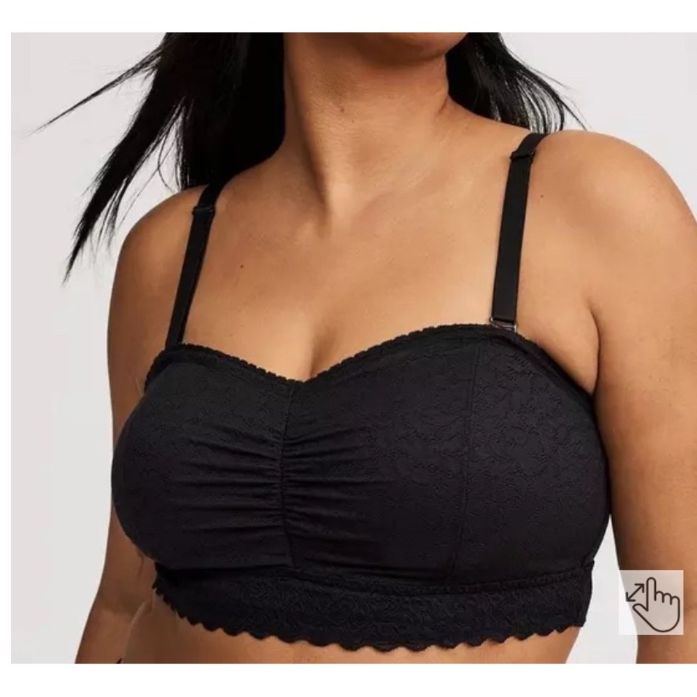 Torrid Womens Unlined 4-Way Stretch Lace Bandeau Bralette Black‎ Size 00 NEW - Picture 7 of 7